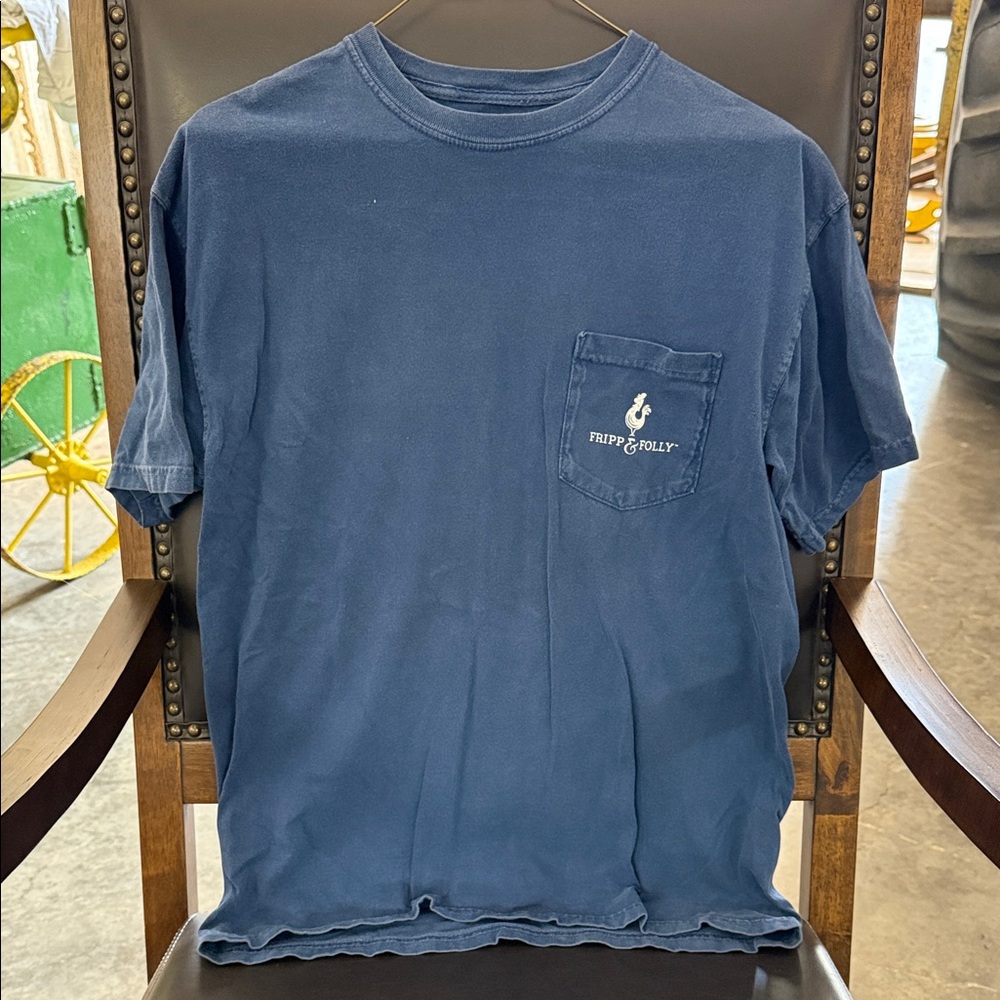 Men's Fripp & Folly Navy Pocket Tee - Medium - Cotton Graphic Back
